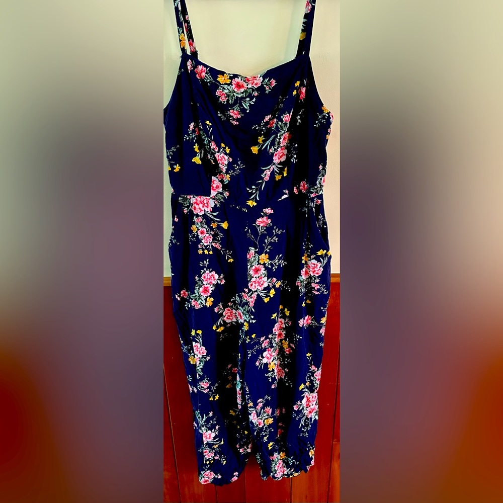 Old Navy Floral Jumpsuit - Navy and Pink
